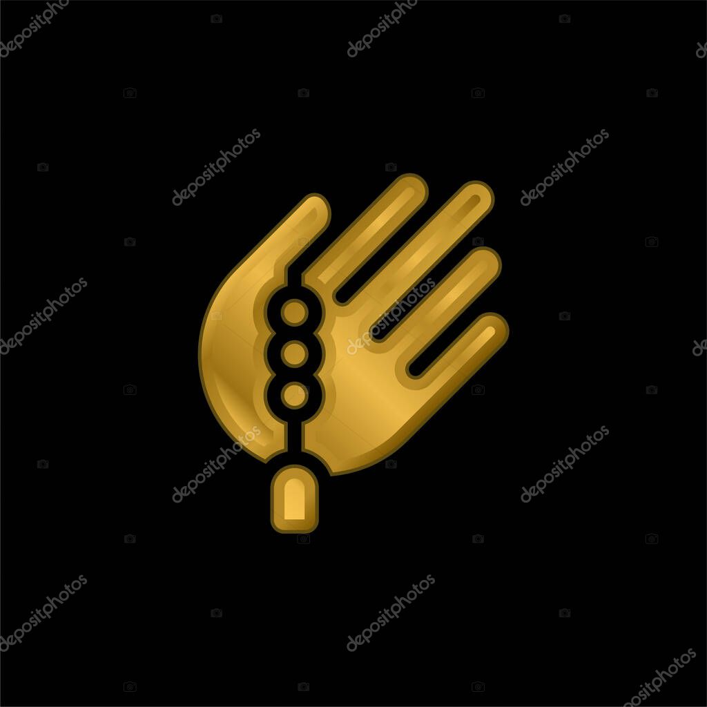 Bead gold plated metalic icon or logo vector