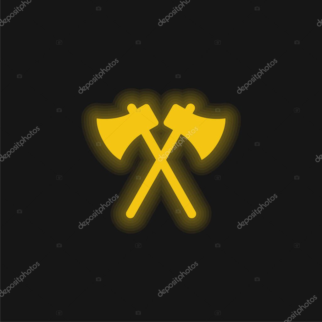 Axes yellow glowing neon icon