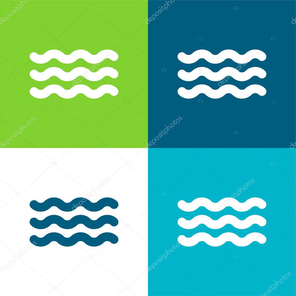 Aquarius Symbol Flat four color minimal icon set