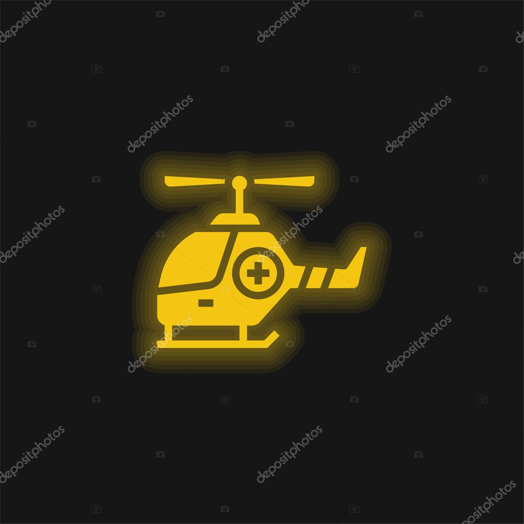 Air Ambulance yellow glowing neon icon