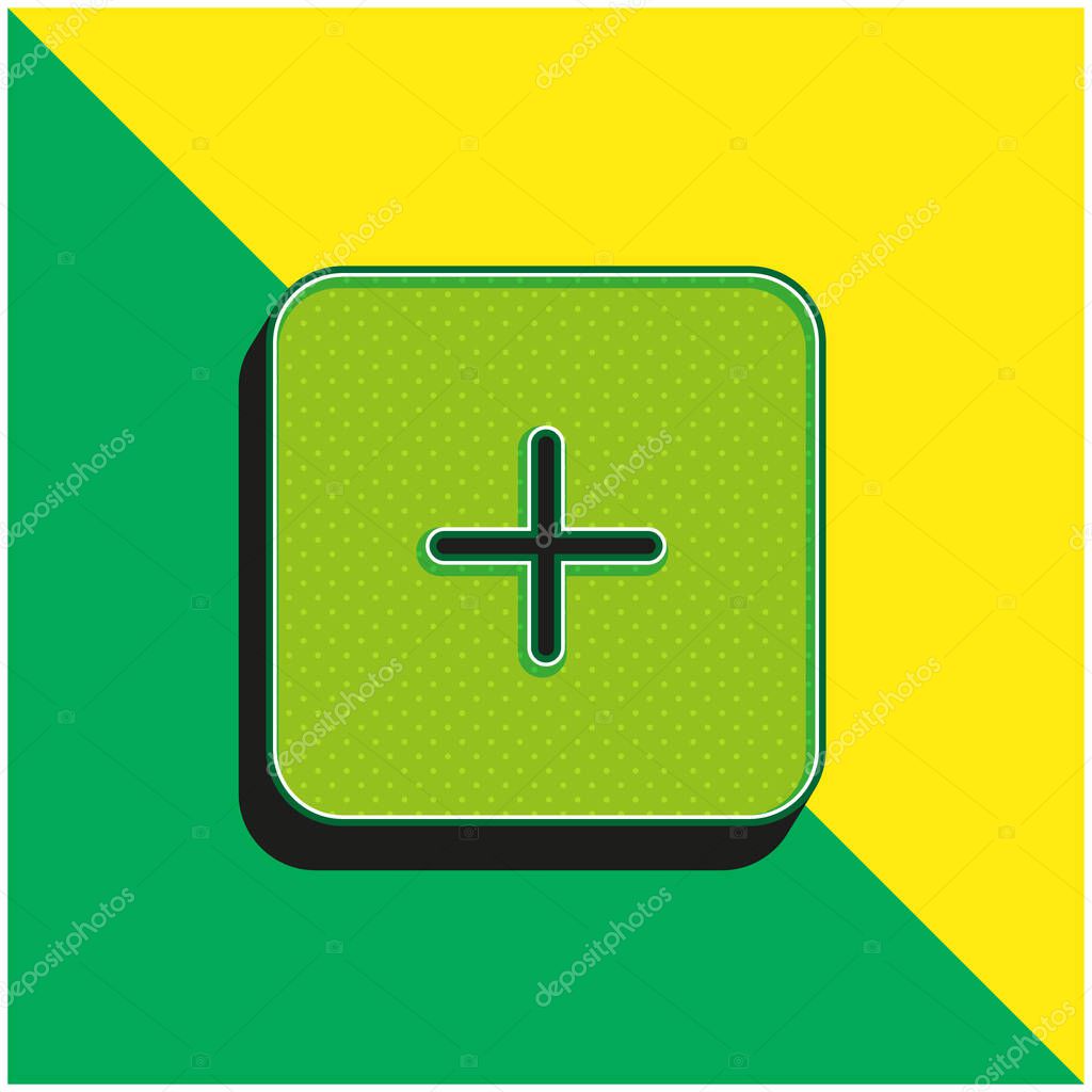 Adding Black Square Button Interface Symbol Green and yellow modern 3d vector icon logo