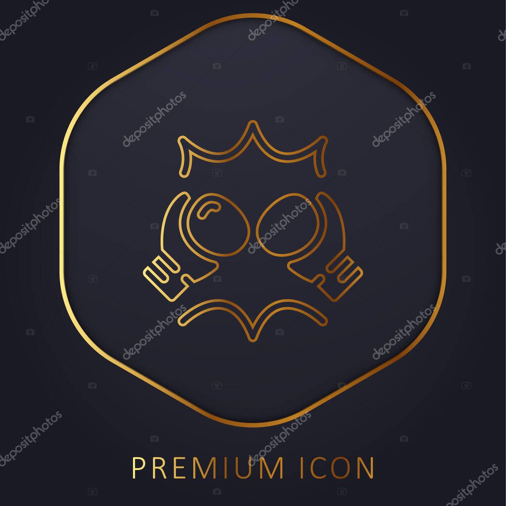 Boxing Gloves golden line premium logo or icon