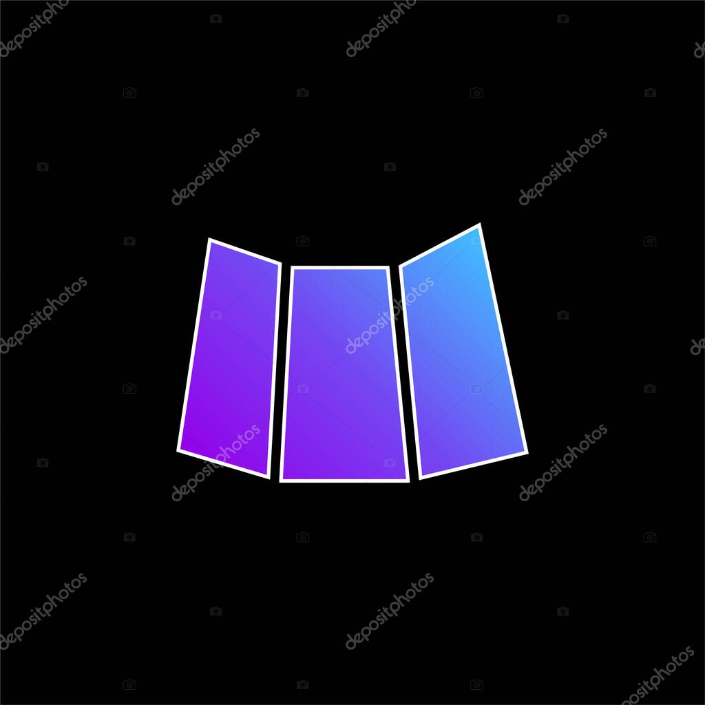 Black Printed Folded Paper blue gradient vector icon