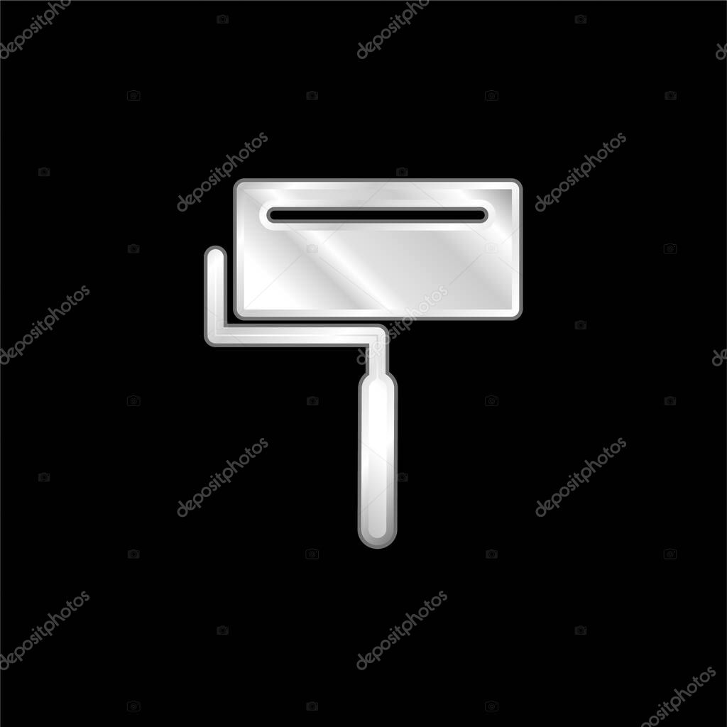 Big Paint Roller With Shine silver plated metallic icon