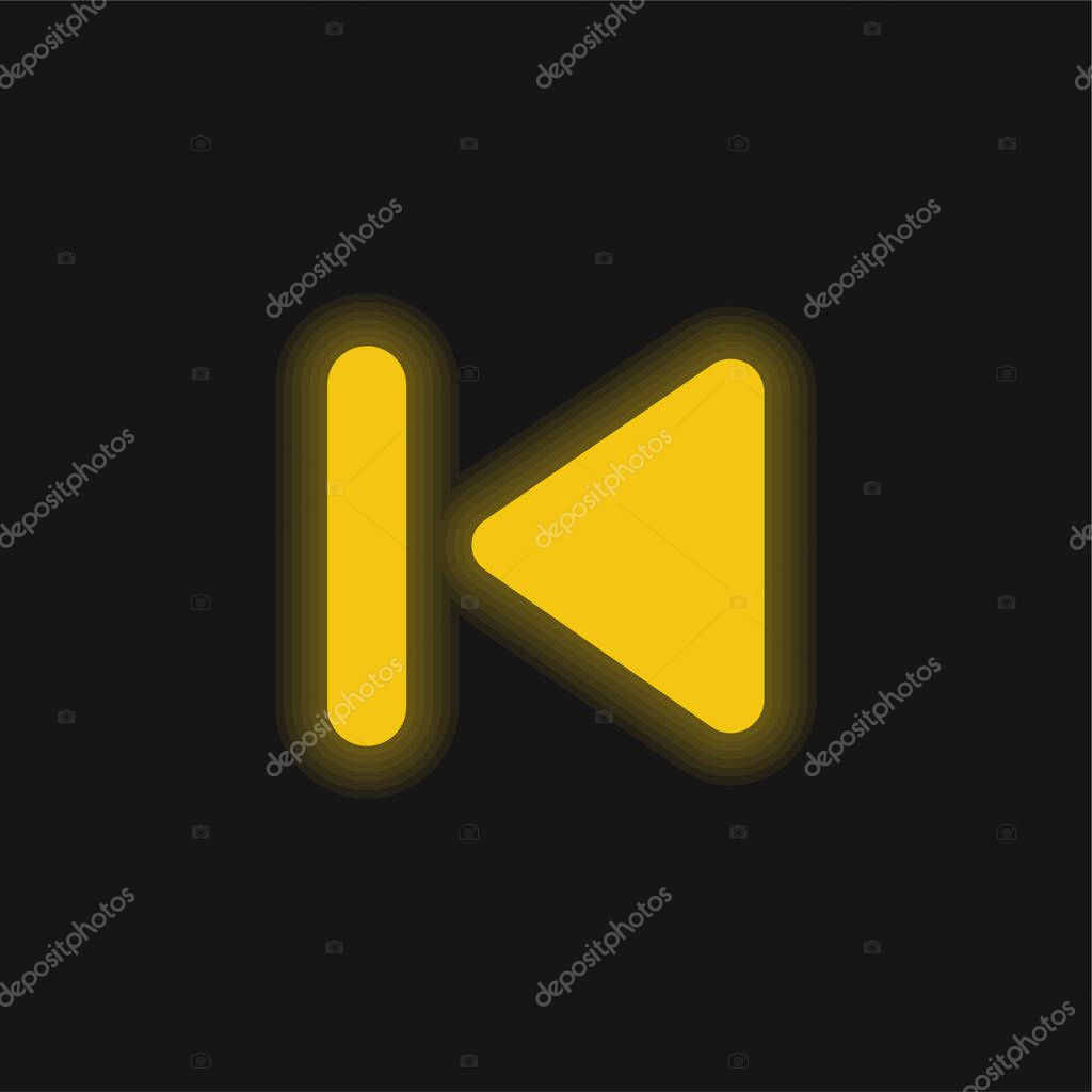 Backward Track yellow glowing neon icon
