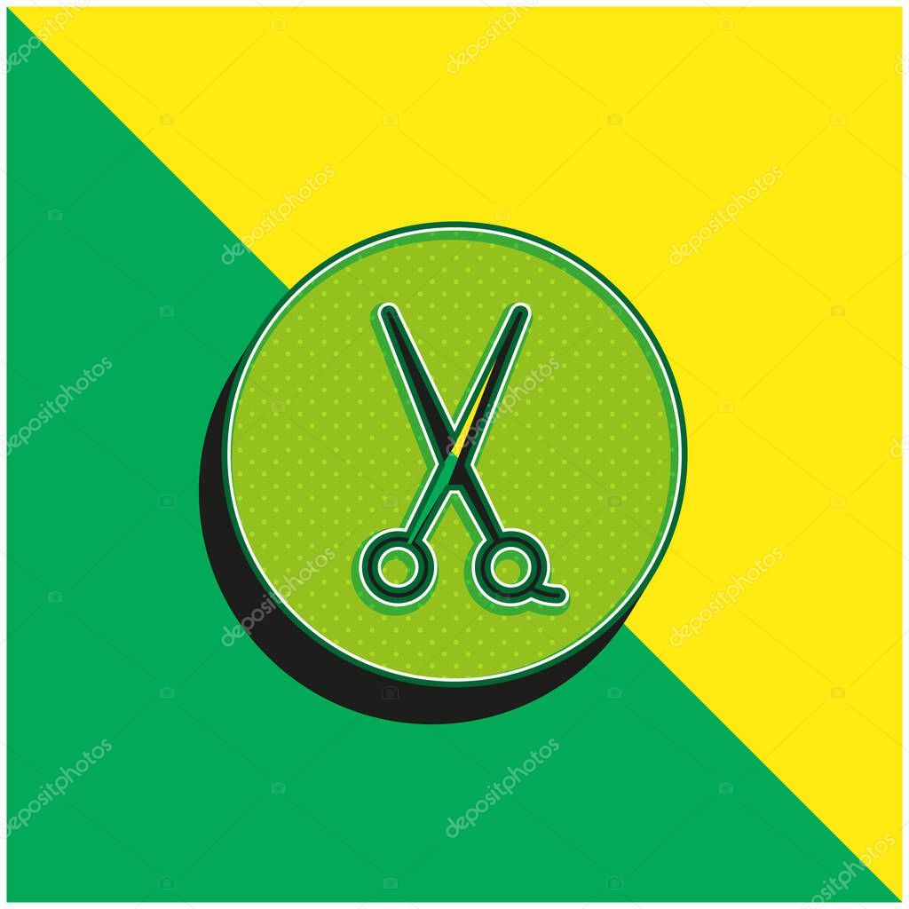 Barber Shop Green and yellow modern 3d vector icon logo