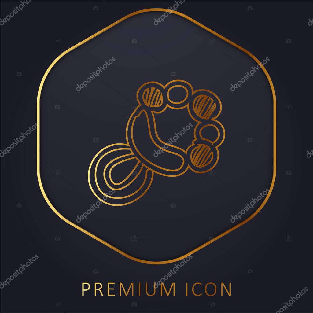 Baby Rattle Musical Tool golden line premium logo or icon