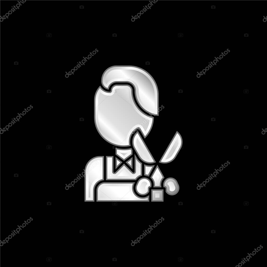 Barber silver plated metallic icon