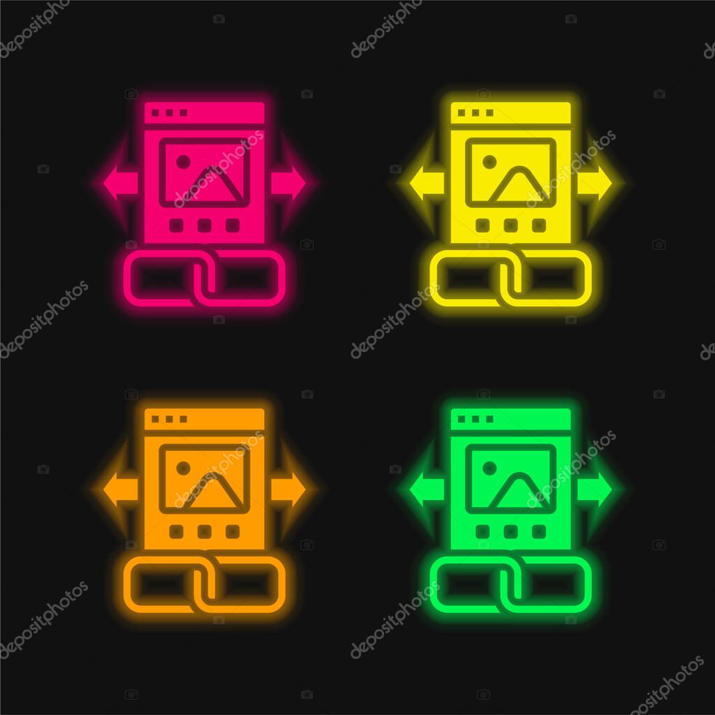 Backlink four color glowing neon vector icon