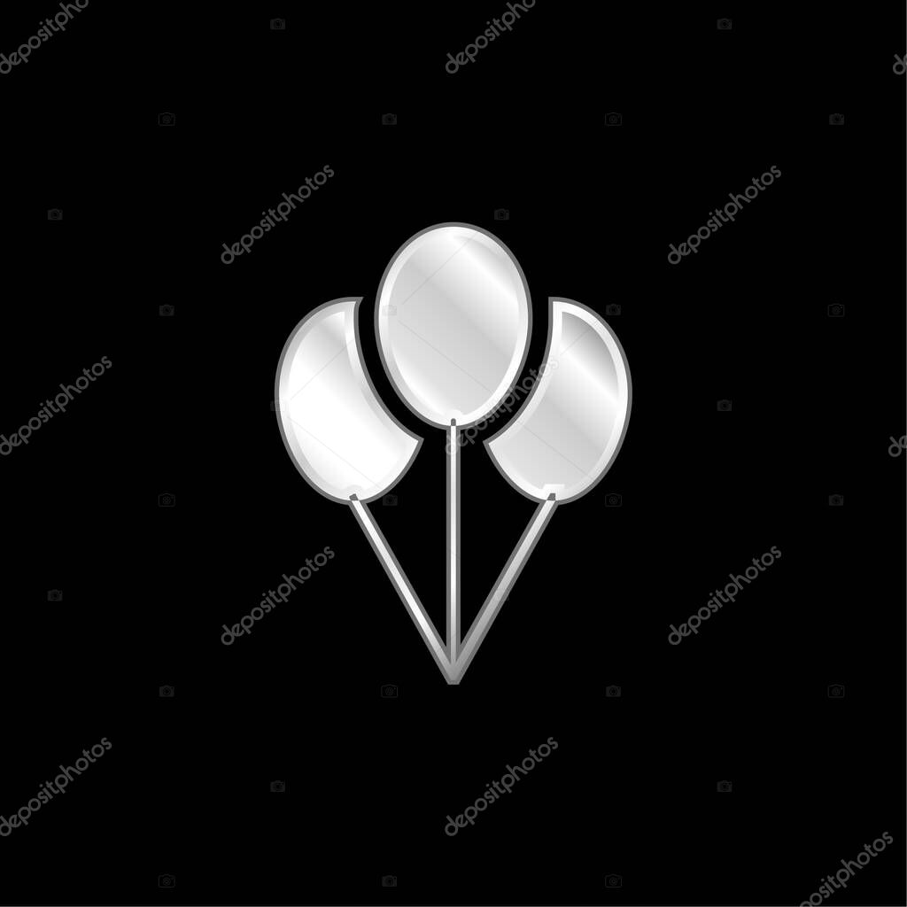 Balloons silver plated metallic icon