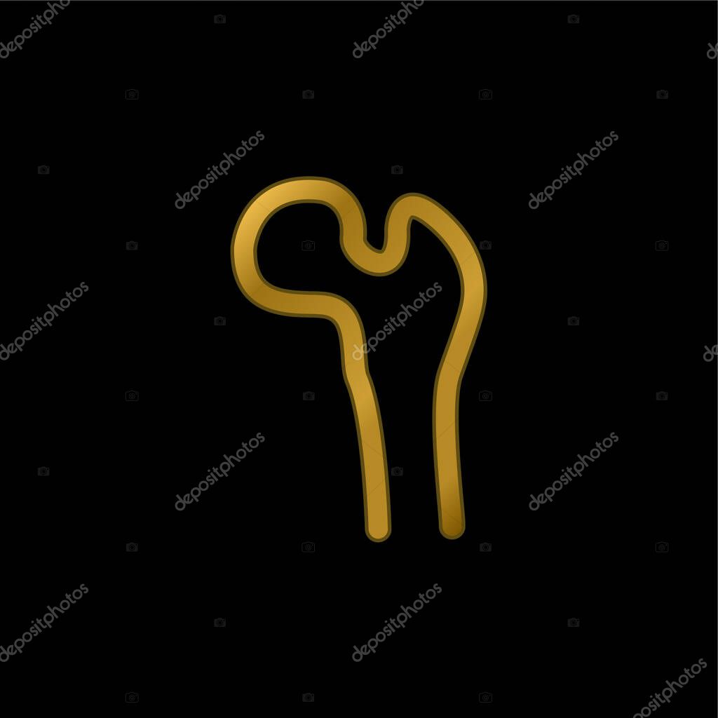 Bone Structure Tip gold plated metalic icon or logo vector