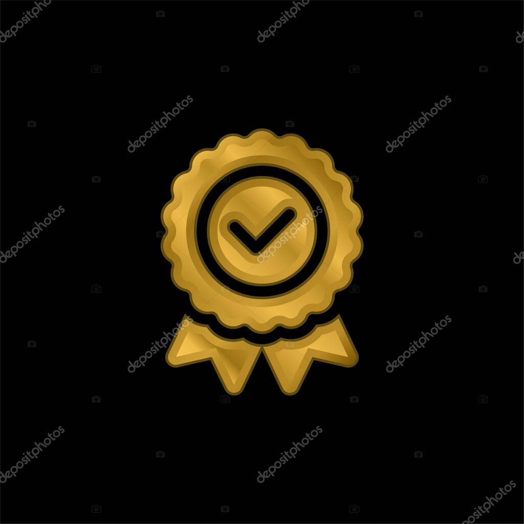 Badge gold plated metalic icon or logo vector