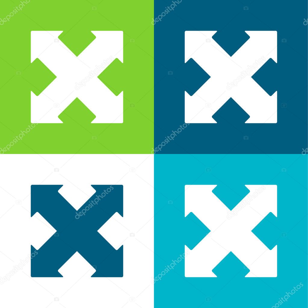 Arrows Cross Pointing Four Directions Flat four color minimal icon set