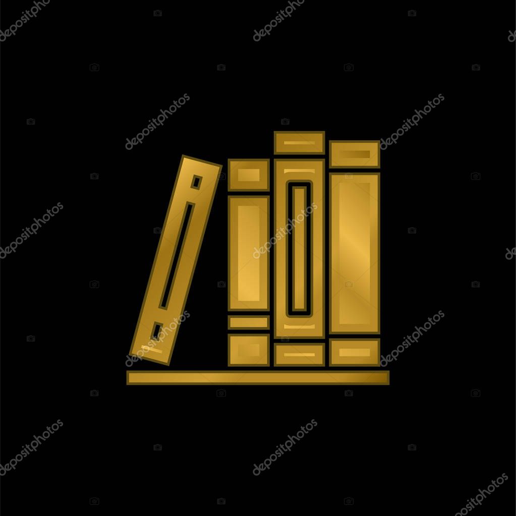 Books gold plated metalic icon or logo vector