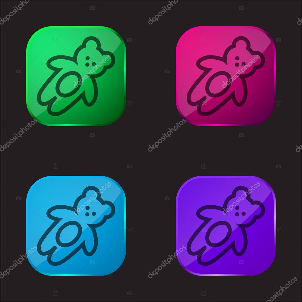 Bear Toy four color glass button icon