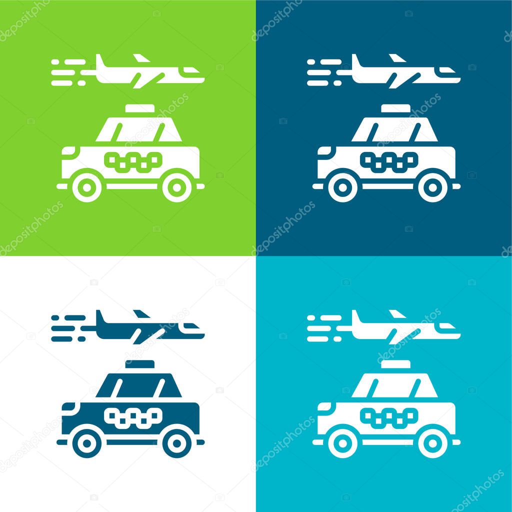 Airport Flat four color minimal icon set