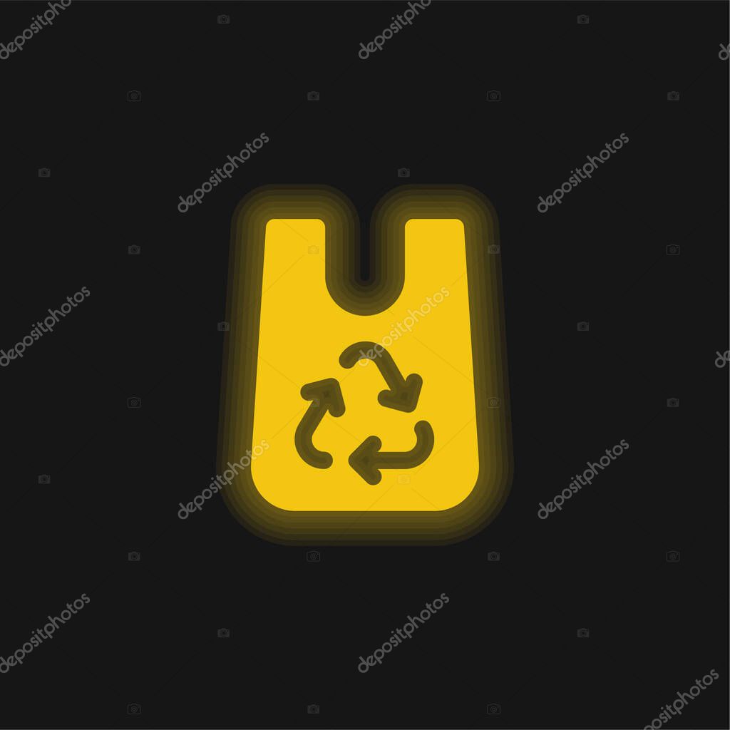 Bag yellow glowing neon icon