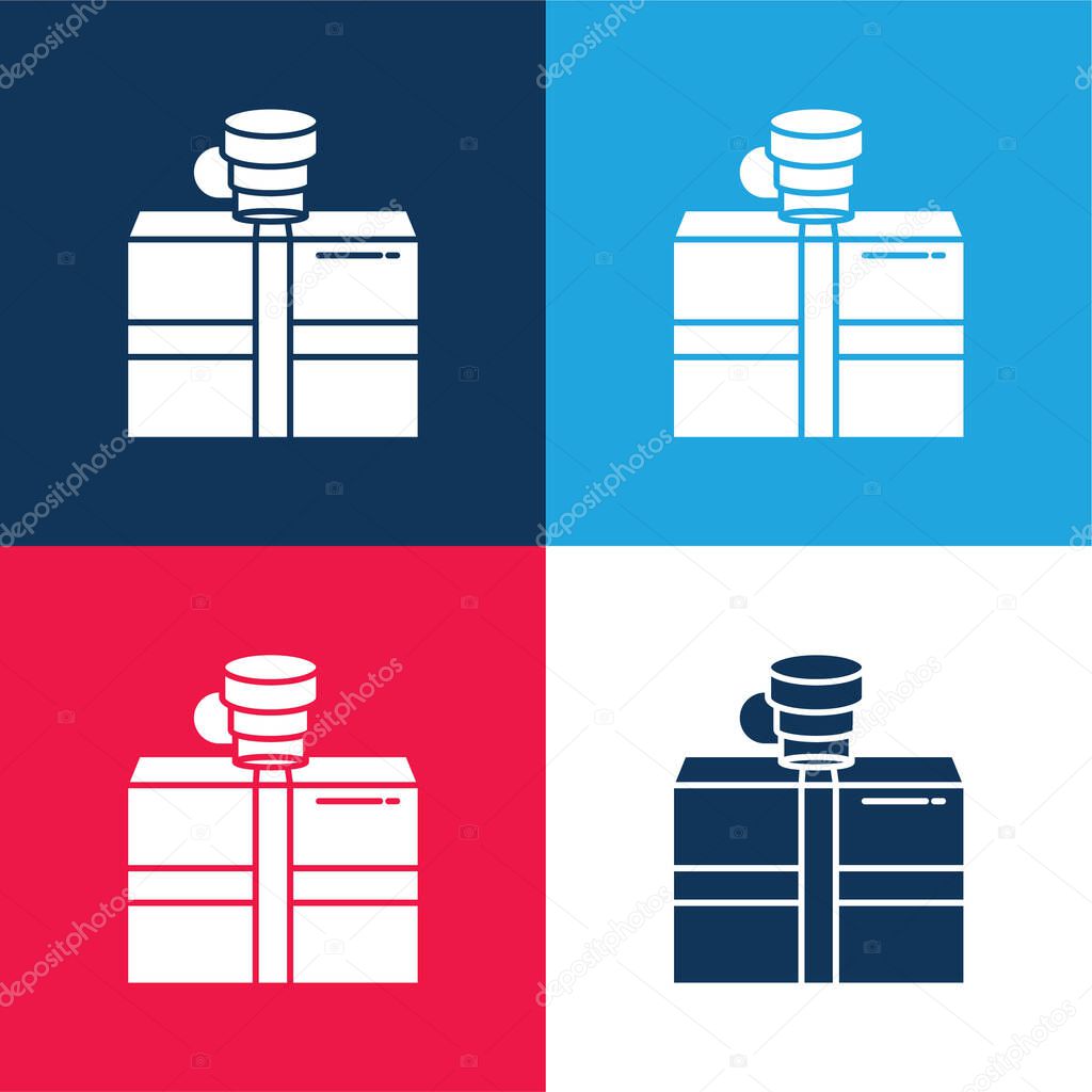 Box blue and red four color minimal icon set