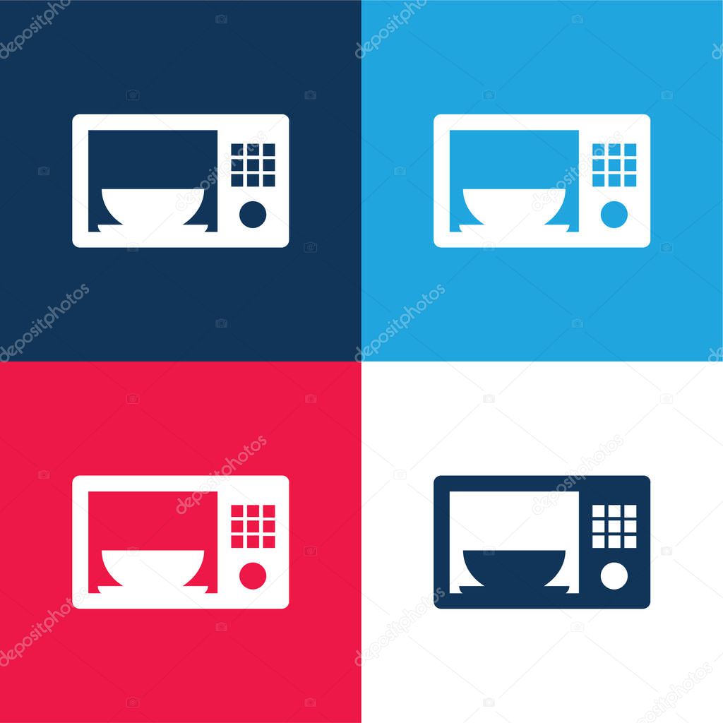 Bowl In A Microwave blue and red four color minimal icon set