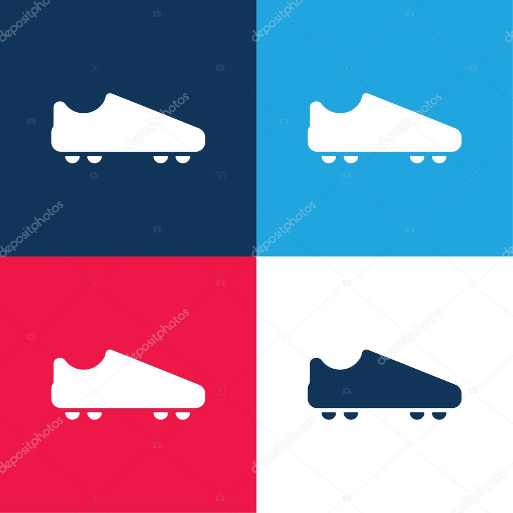 American Football Black Shoe blue and red four color minimal icon set