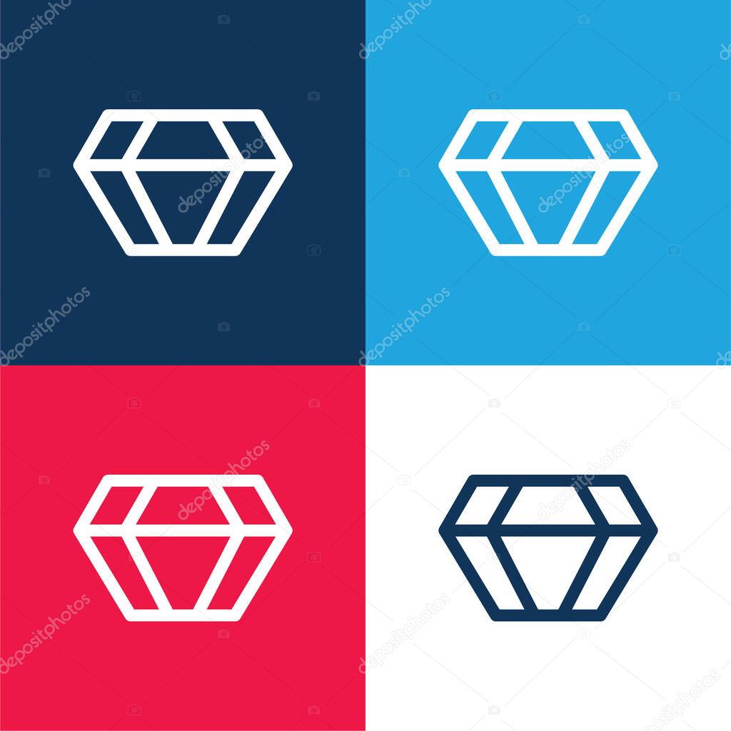 Big Diamond blue and red four color minimal icon set