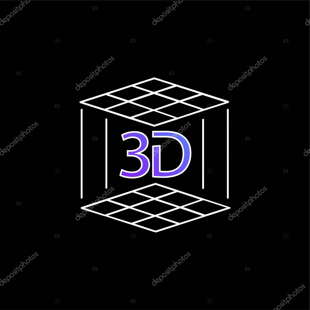 3d Printer blue gradient vector icon