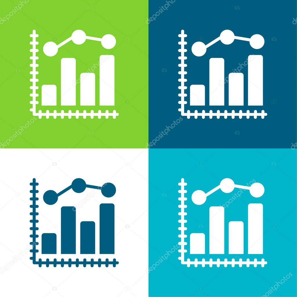 Analytics Flat four color minimal icon set