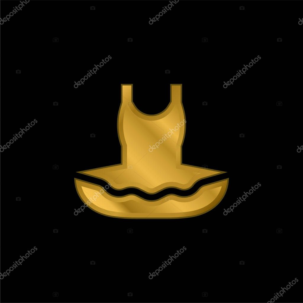 Ballet gold plated metalic icon or logo vector