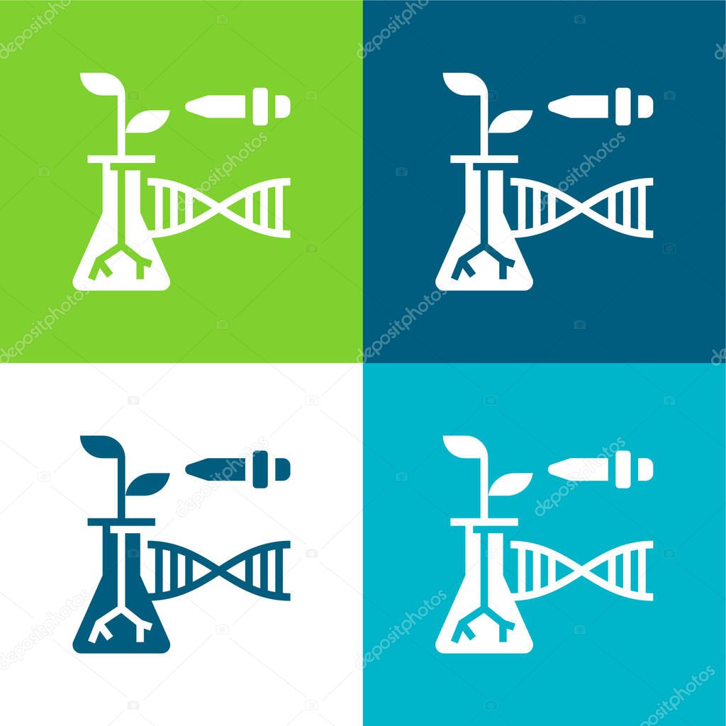 Biotechnology Flat four color minimal icon set