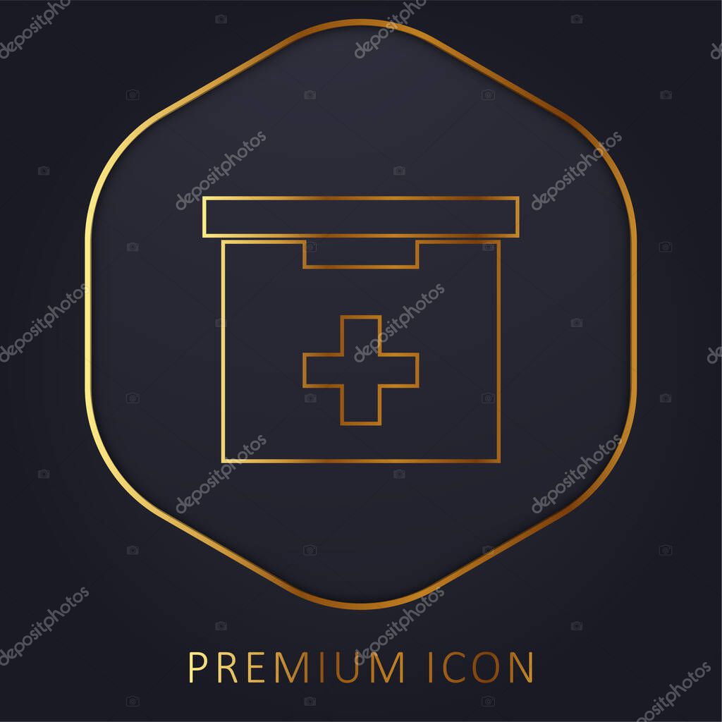 Bathroom First Aid Kit Box golden line premium logo or icon