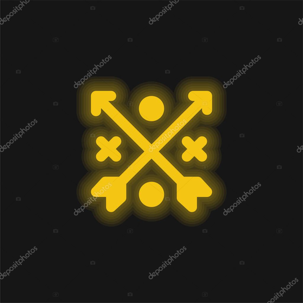 Arrows yellow glowing neon icon