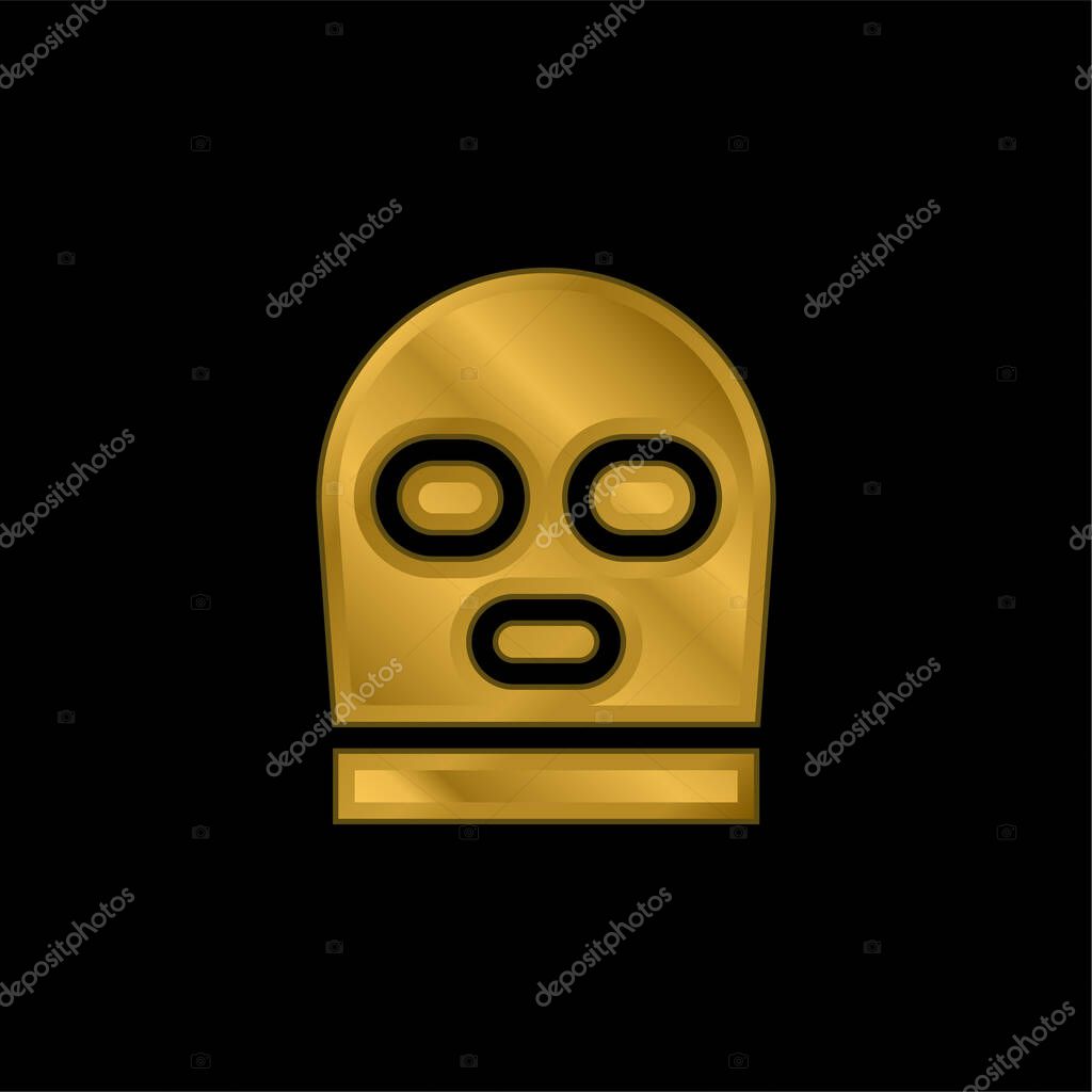 Balaclava gold plated metalic icon or logo vector