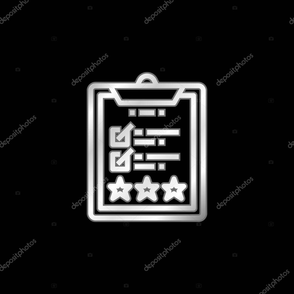Assessment silver plated metallic icon