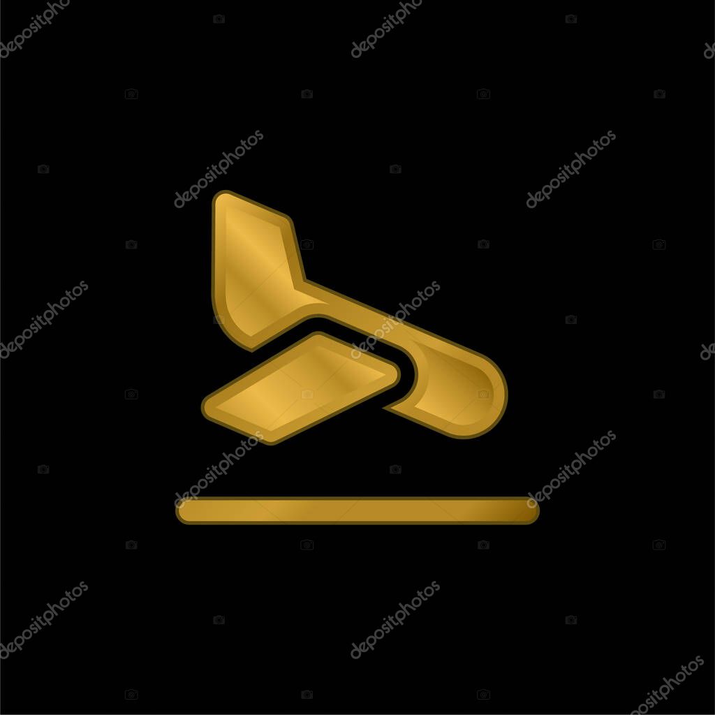 Arrival gold plated metalic icon or logo vector