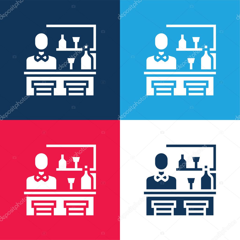 Bar blue and red four color minimal icon set
