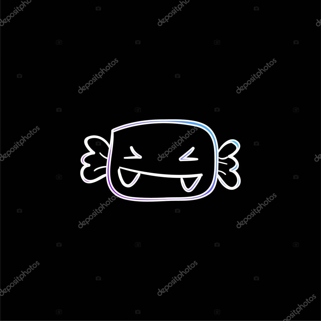 Alive Halloween Candy With Fangs blue gradient vector icon