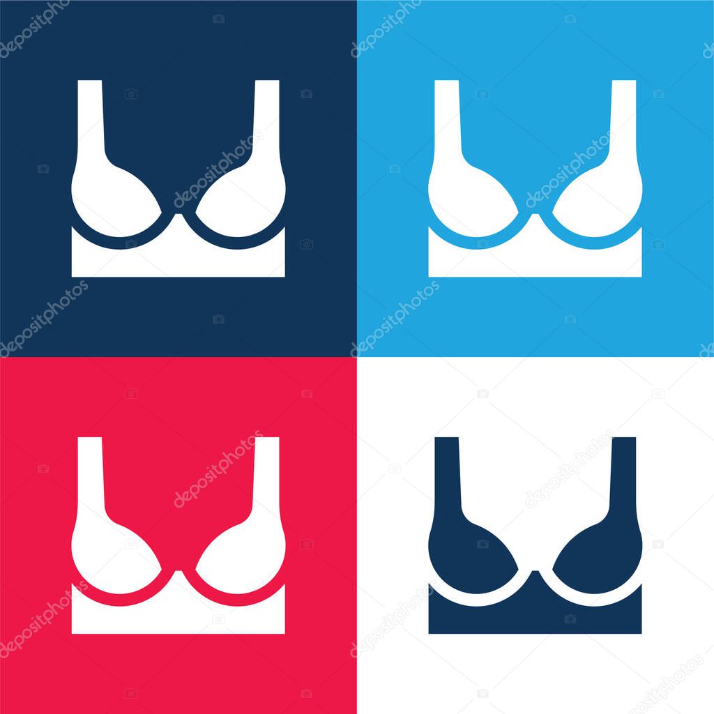 Bra blue and red four color minimal icon set