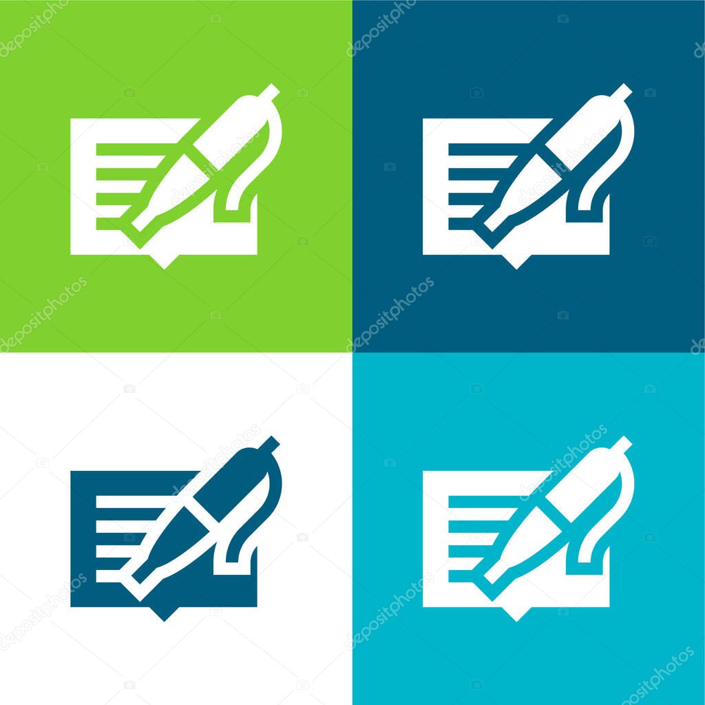 Blog Flat four color minimal icon set