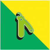 Friseurmesser grün und gelb modernes 3D-Vektor-Symbol-Logo