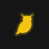 Velká sova žlutá zářící neonová ikona