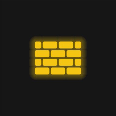 Tuğla Duvar sarı parlak neon simgesi