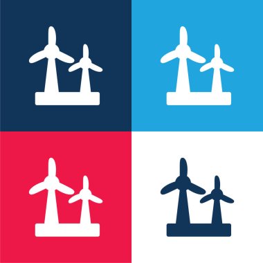 Air Turbine blue and red four color minimal icon set