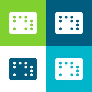Braille Düz Düz 4 renk simgesi seti