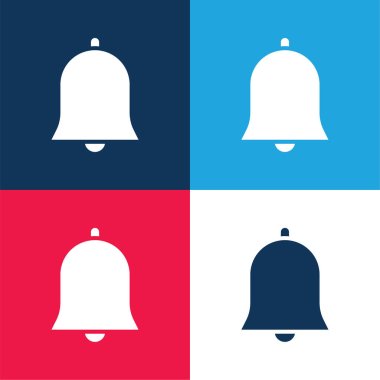 Bell blue and red four color minimal icon set clipart