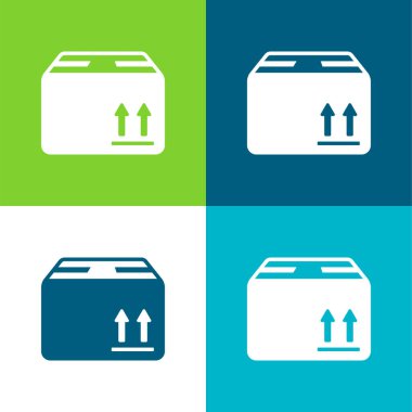 Box Of Packing For Delivery Flat four color minimal icon set clipart