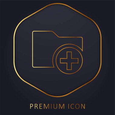 Add A Folder Interface Symbol With Plus Sign In A Circle golden line premium logo or icon