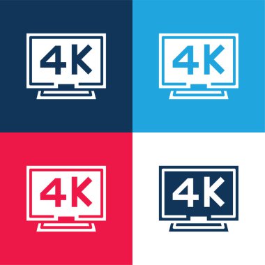 4k blue and red four color minimal icon set