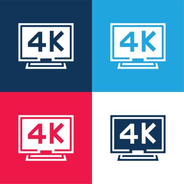 4k blue and red four color minimal icon set clipart