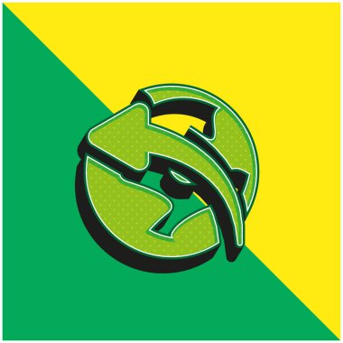 Arrow On Globe Green and yellow modern 3d vector icon logo