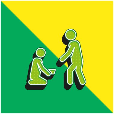 Begging Green and yellow modern 3d vector icon logo